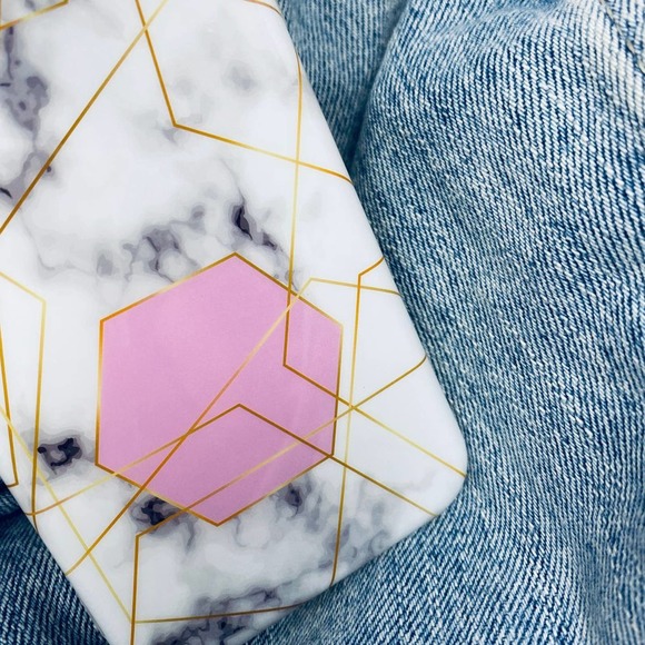 iPhone 6s Plus Case Pink Gold Geometric Marble Print NEW Silicone Glossy Cover - Picture 3 of 6